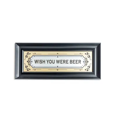 Large Mirrored 'Wish You Were Beer' Wall Sign