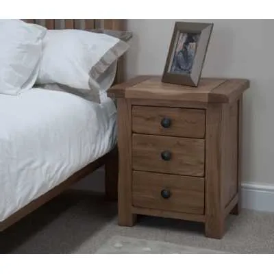 Rustic Oak 3 Drawer Bedside Cabinet
