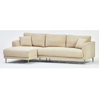 Corner Sofa with Left Chaise in Nordic Wickes Beige Fabric