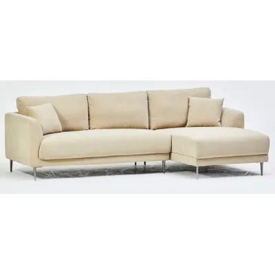 Corner Sofa with Right Chaise in Nordic Wickes Beige Fabric