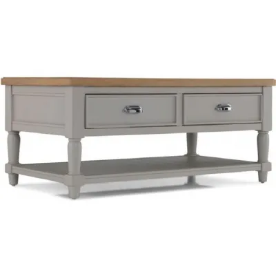 Oak and Grey Painted 2 Drawer Coffee Table