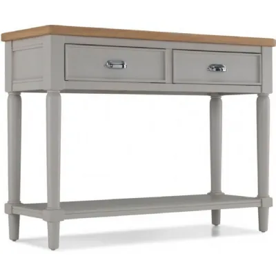 Oak and Grey Painted 2 Drawer Console Table