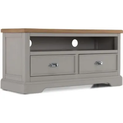 Oak and Grey Painted 2 Drawer TV Cabinet