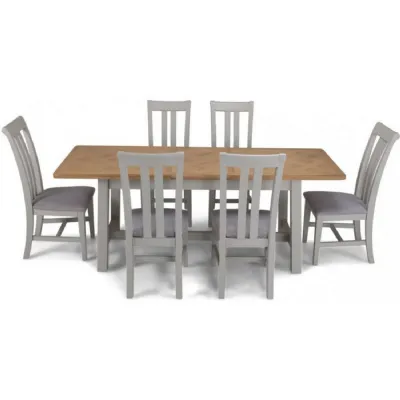 Oak and Grey Painted 1.6 Extending Table and 6 Chairs