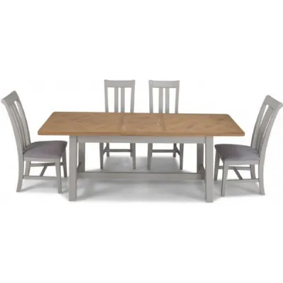 Oak and Grey Painted 1.6 Extending Table and 4 Chairs