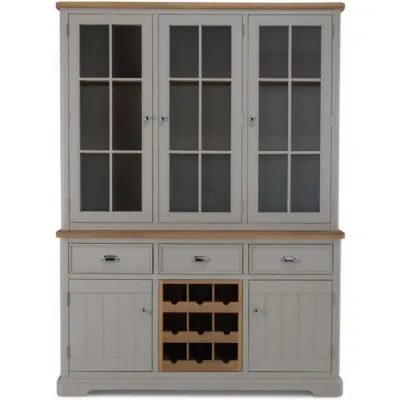 Oak and Grey Painted Large Glazed Dresser