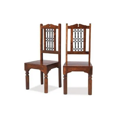 Indian Sheesham High Back Dining Chair with Solid Seat