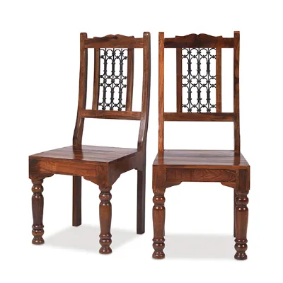 Indian Sheesham Low Back Dining Chair with Solid Seat