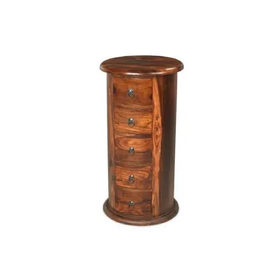 Indian Sheesham 5 Drawer Large Drum