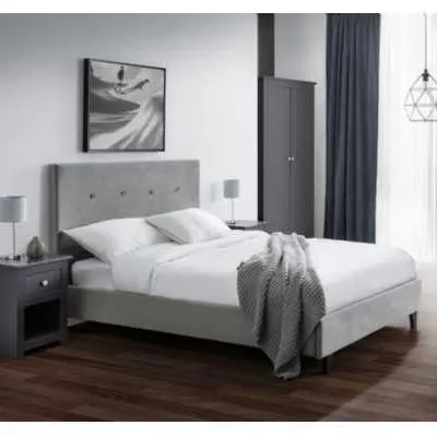 5ft King Size 150cm Grey Velvet Fabric Upholstered Fabric Bed Frame