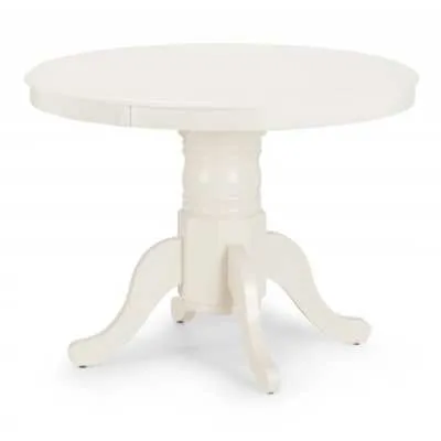 Ivory Painted Extending Dining Table Round to Oval with Single Pedestal Base