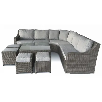 Luxury Grey Rattan Corner Sofa Set With Rising Table
