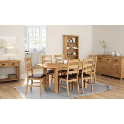 Light Oak Compact 1.2 Extending Table and 4 Oak Dining Chairs