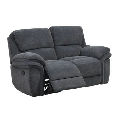 2 Seater Reclining Fabric Sofa in Dark Grey