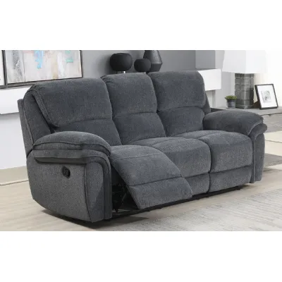3 Seater Reclining Fabric Sofa in Dark Grey