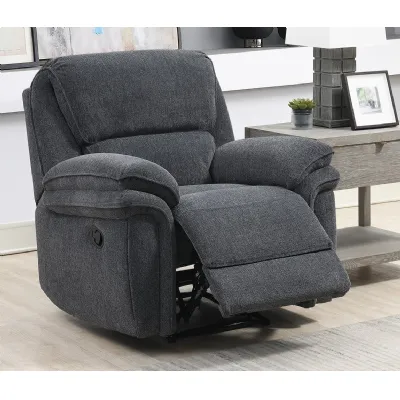Fabric Reclining Armchair in Dark Grey