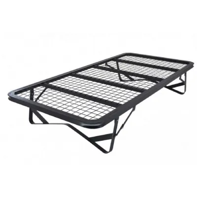 Black Mesh Metal Bed with Folding Legs 4ft