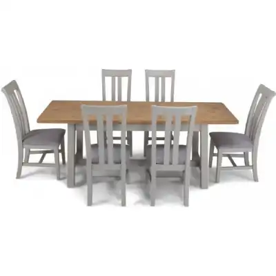 Newbury Oak And Grey Painted 1.6 Extending Table And 6 Chairs