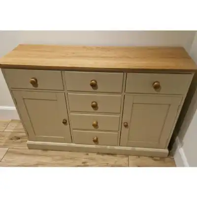 Large Sideboard Truffle Painted Pine and Solid Oak Bespoke