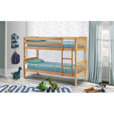 Solid Pine Wood Antique Lacquer Kids Children Bunk Bed 90cm Single 3ft Traditional