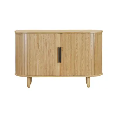 Oak Wooden Oval Sliding Door Small Sideboard