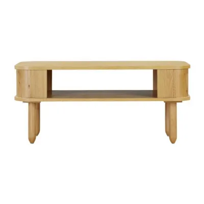 Oak Open Shelf Low Oval Coffee Table