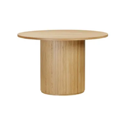 Oak Wooden Top Solid Base Small Round Dining Table