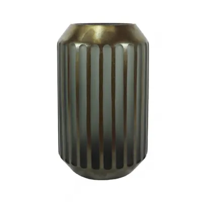 32. 5cm Coffee Brown And Grey Pleated Design Vase