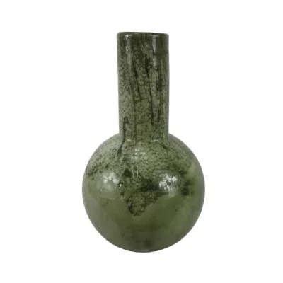49cm White And Green Handmade Glass Vase