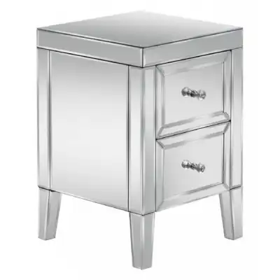 Valencia Mirrored 2 Drawer Bedside