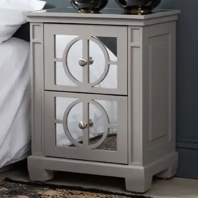 Grey Wood 2 Drawer Bedside Cabinet