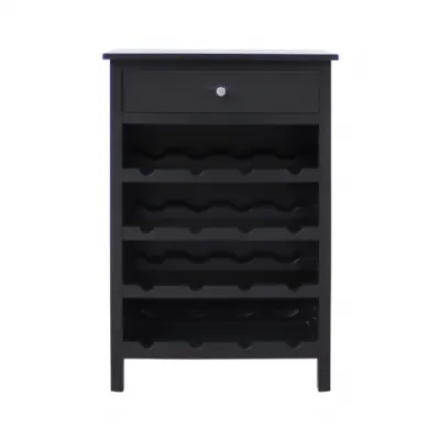 Lindon Black 1 Drawer Wine Rack Storage Cabinet