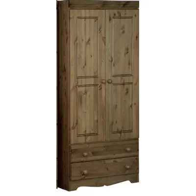 Solid Pine and Painted 2 Drawer Gents Wardrobe