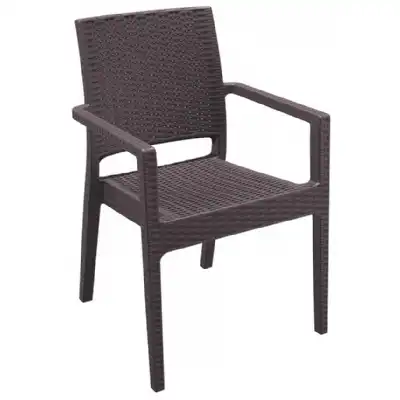 Stacking Arm Chair Brown Weather Resistant