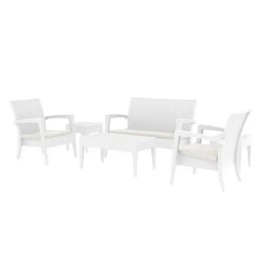 Outdoor White 6 Piece Lounge Set