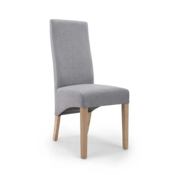 Modern Style Silver Grey Linen Upholstered Kitchen Dining Room Chair 102 x 45cm