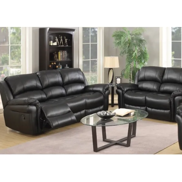 Black Leather Air 3 + 2 Manual Reclining Suite