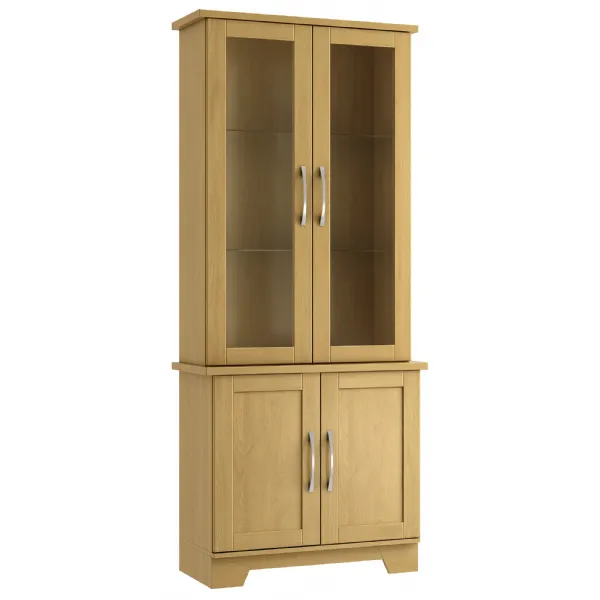 Oak or Grey 2 Door Glazed Dresser, No Lights