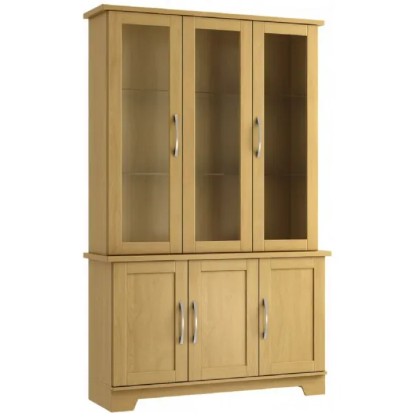 Light Oak or Grey 3 Door Glazed Dresser with Lights