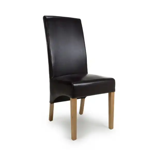 Brown Leather High Back Dining Chair