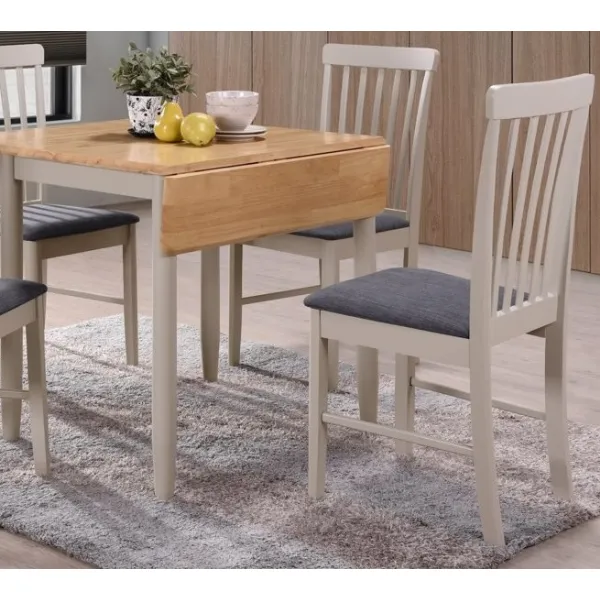 Light Oak and Grey Painted Drop Edge Square Dining Table and 2 Chairs
