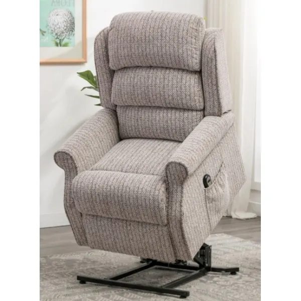 Dual Motor Electric Lift and Rise Fabric Recliner Chair in Latte Fabric