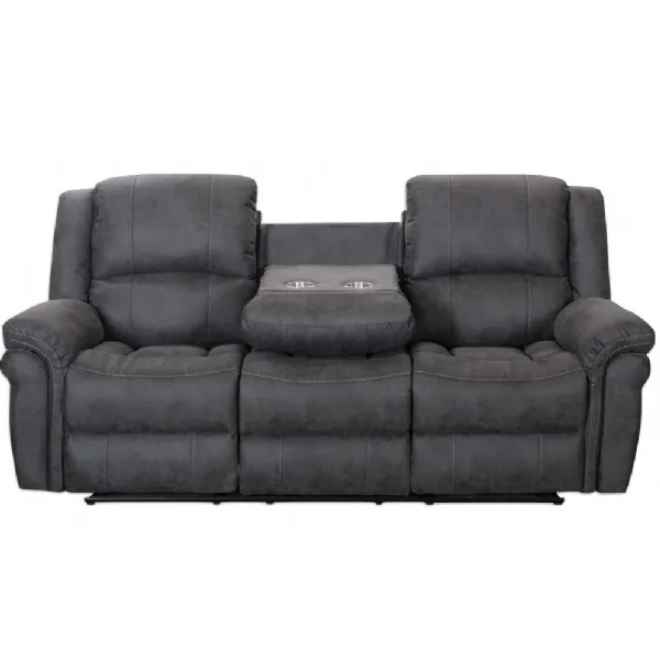 Leather Air Fabric 3 Seat Manual Reclining Sofa