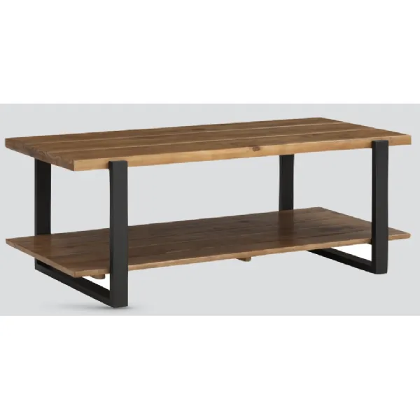 Rustic Solid Pine Coffee Table with Shelf