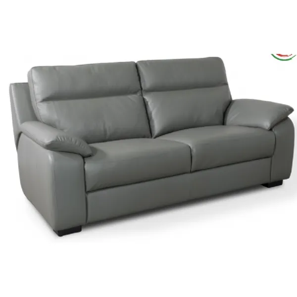 Italian Leather Fixed 3 Seater Sofa