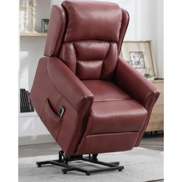 Burgundy Leather Lift and Rise Dual Motor Recliner Chair