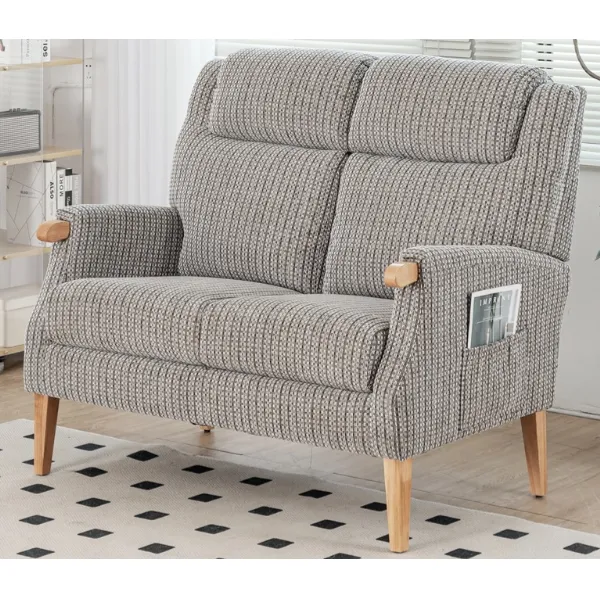 Latte Fabric 2 Seater Fireside Sofa with Solid Wood Legs