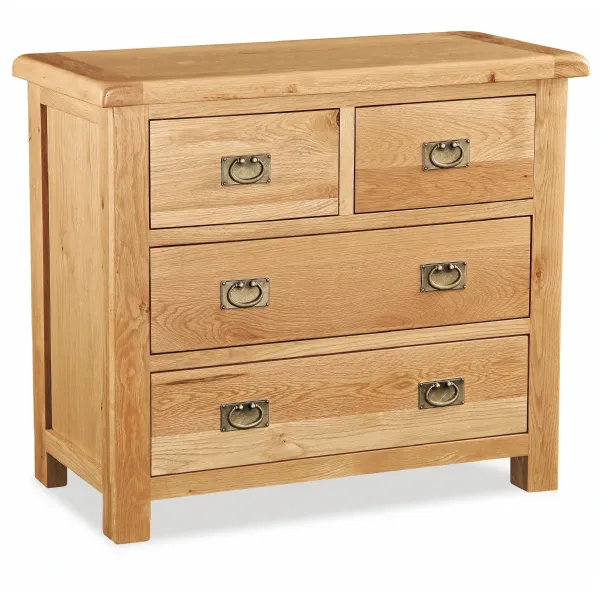Rustic Solid Oak 2 Over 2 Chest