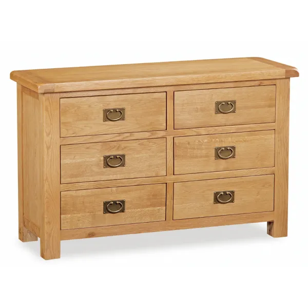 Rustic Solid Oak 6 Drawer Chest