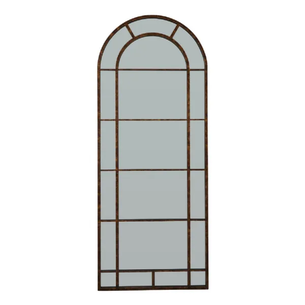 Rust Effect Large Arched Window Mirror